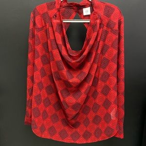 Cabi #3125, Red & Black Diamond Blouse